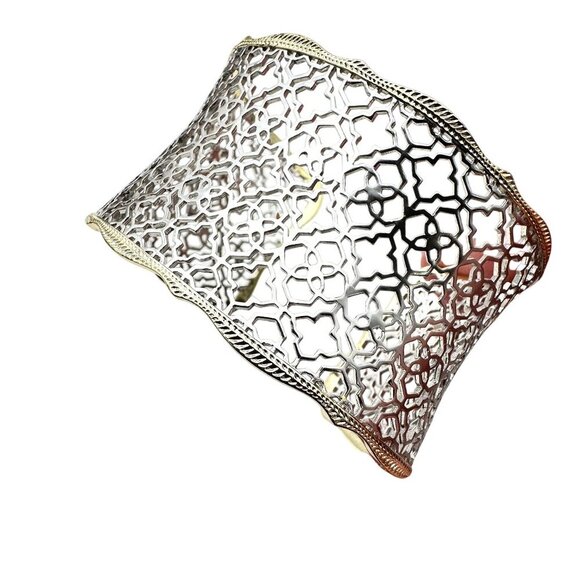 Kendra Scott Candice Gold Silver Tone Filigree Wide Cuff Bracelet - Picture 4 of 4
